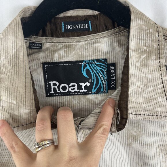 Roar Classic Western-Style Shirt w/ Embroidered Slash Designs Mens Size XXL - Picture 5 of 13